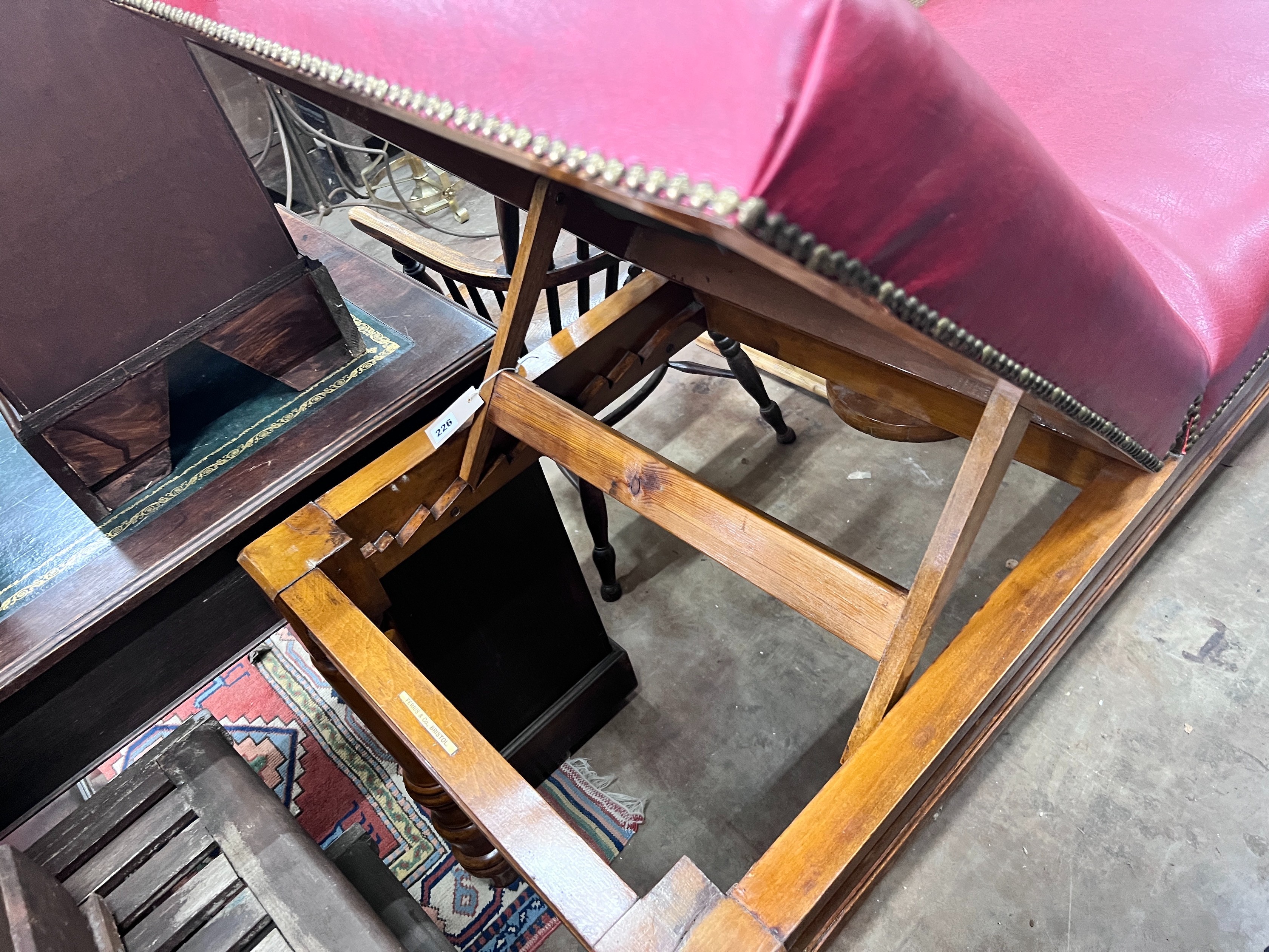 A Ferris & Co of Bristol examination bed, with teak underframe, length 186cm *Please note the sale commences at 9am.
